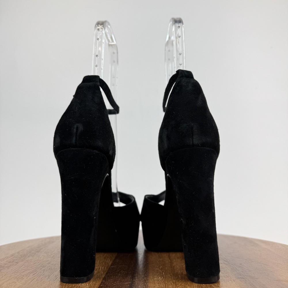 New Womens Steve Madden Ana Black Leather Platform Heeled Sandals Size 9.5 NWOB - Picture 4 of 8
